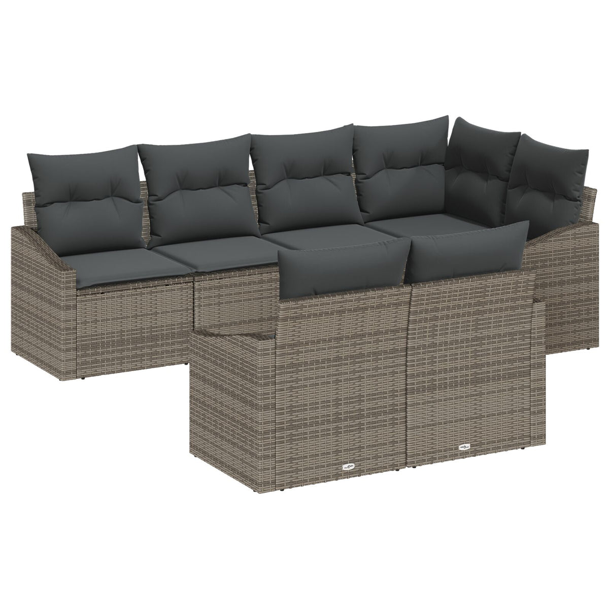 7-teiliges Garten Essgruppe mit Kissen Grau Poly Rattan