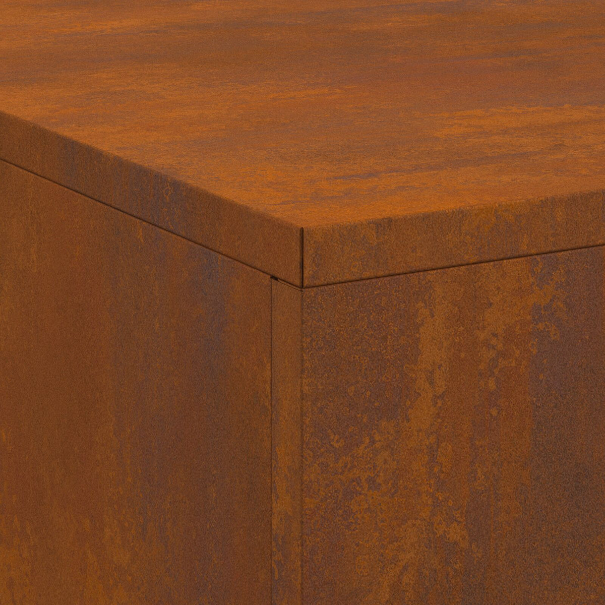 Feuerstelle mit Holzlager 100x100x30 cm Wetterstahl