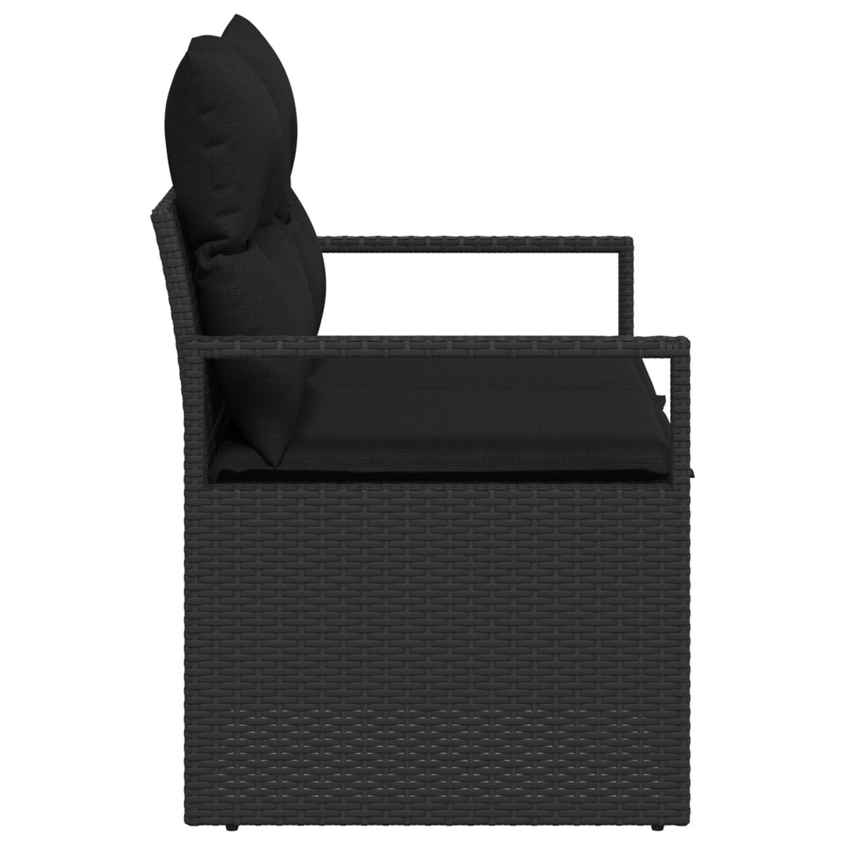 2-Sitzer Gartensofa mit Stauraum und Kissen Schwarz Poly Rattan