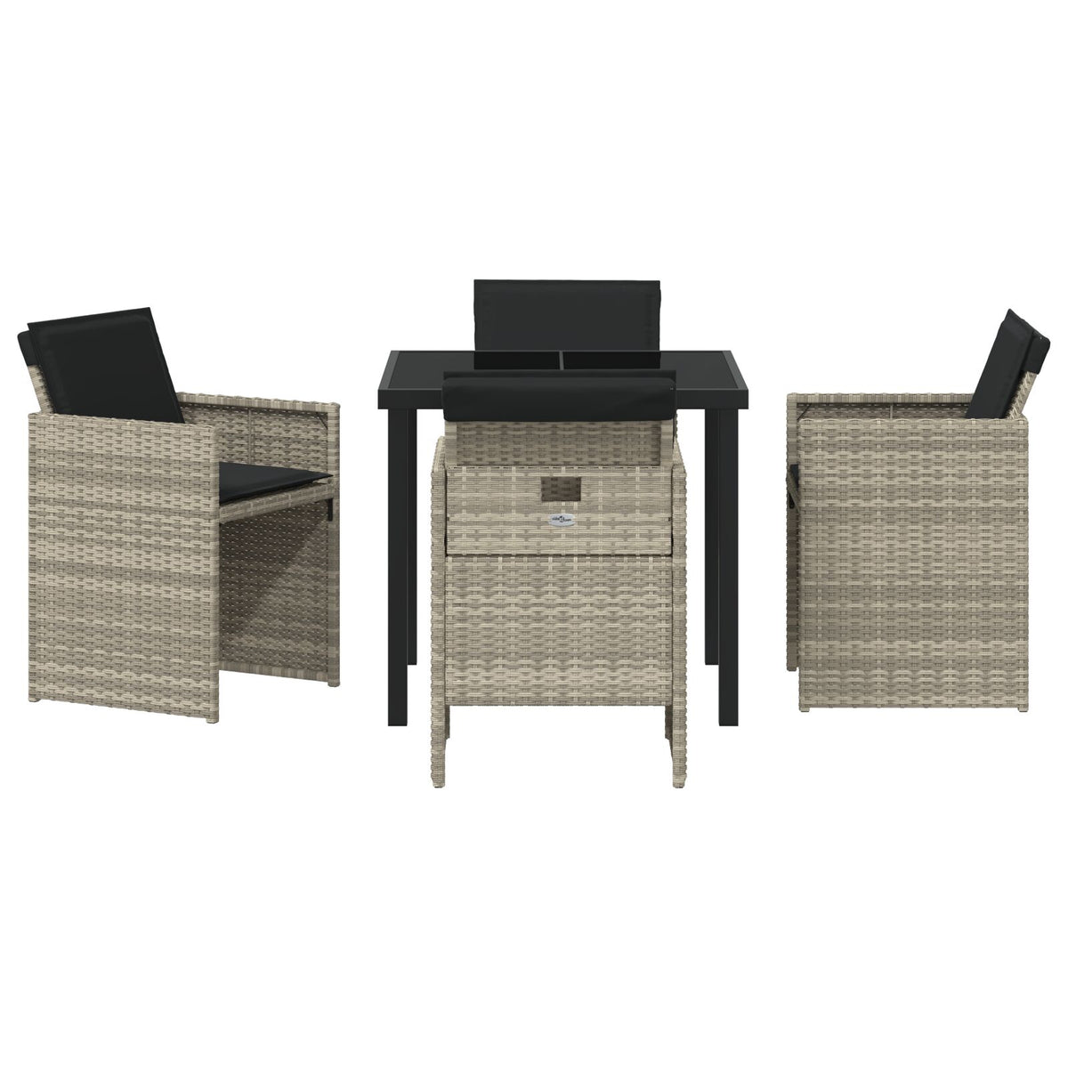 5-teiliges Garten-Essgruppen-Set mit Kissen, hellgrau, Poly-Rattan