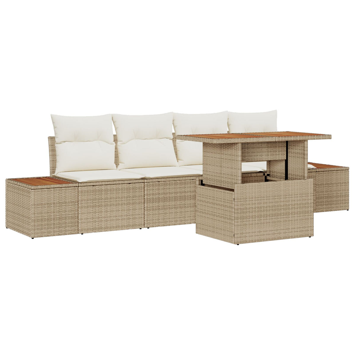 Garten Sofa Set 5-teilig Beige Resin Rattan und Polyester
