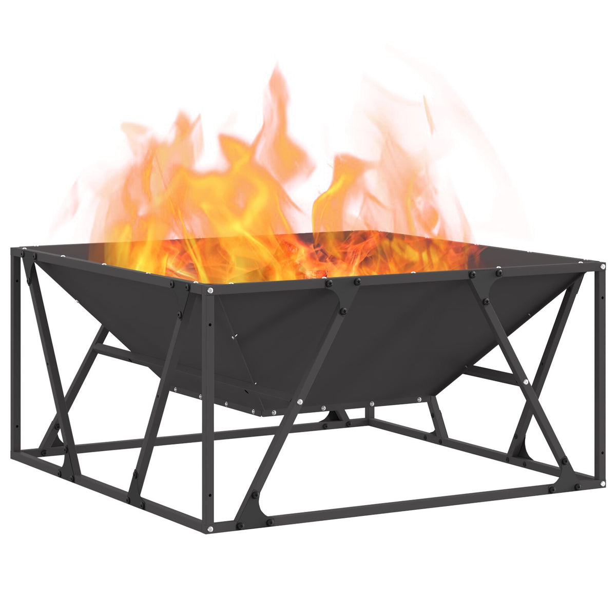 Feuerstelle Quadrat Schwarz 80x80x40 cm Stahl