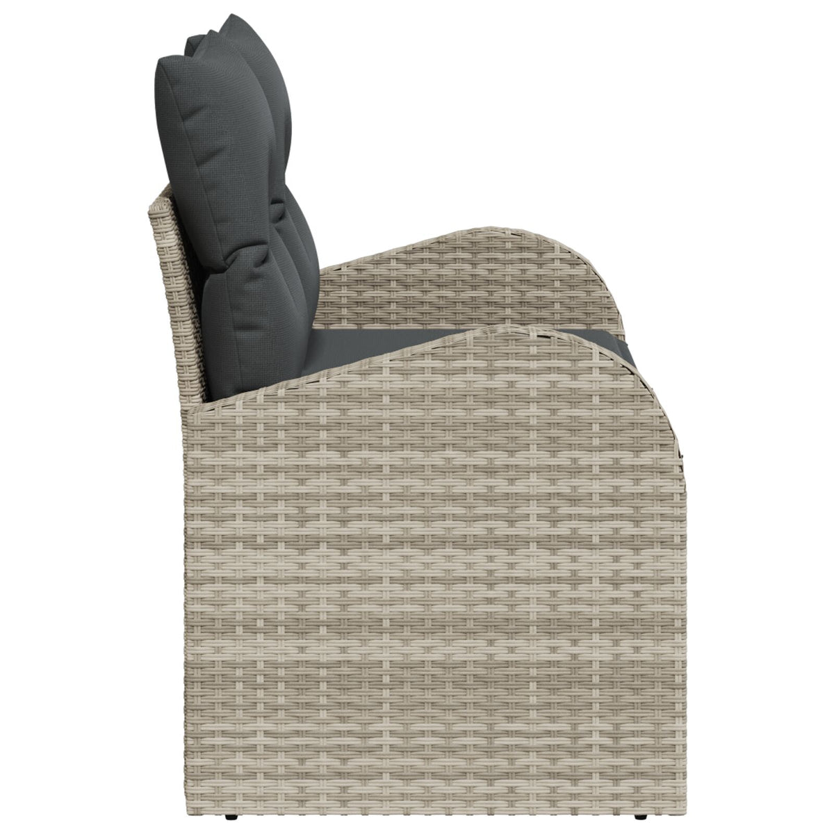 2-Sitzer Garten Sofa mit Stauraum & Kissen Hellgrau Poly-Rattan