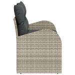 2-Sitzer Garten Sofa mit Stauraum & Kissen Hellgrau Poly-Rattan