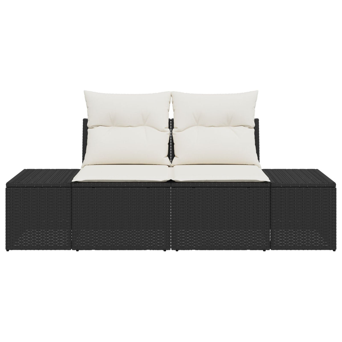 2-Sitzer Garten-Sofa mit Stauraum & Kissen Schwarz Poly Rattan