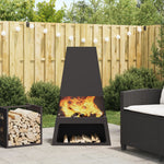 Feuerstelle mit Holzlager Schwarz 60x35x100 cm Stahl