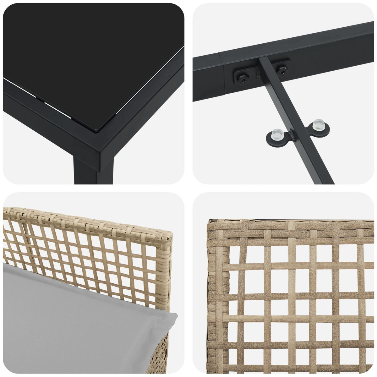 5-teilige Garten-Essgruppe mit Kissen Beige Poly Rattan