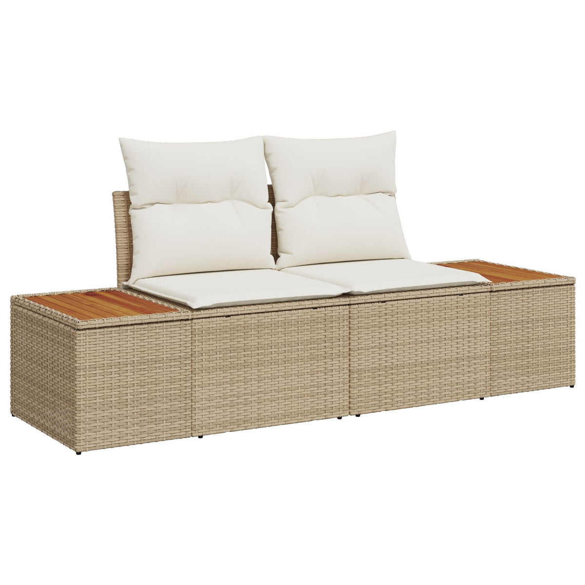 2-Sitzer Garten-Sofa mit Kissen Beige Poly Rattan