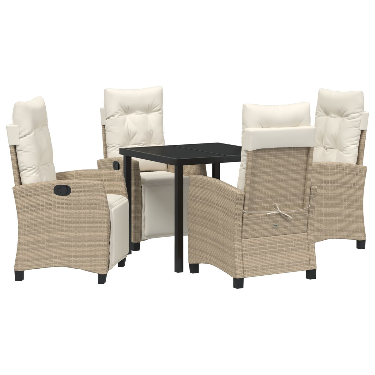 5-teilige Garten-Essgruppe Beige Poly-Rattan
