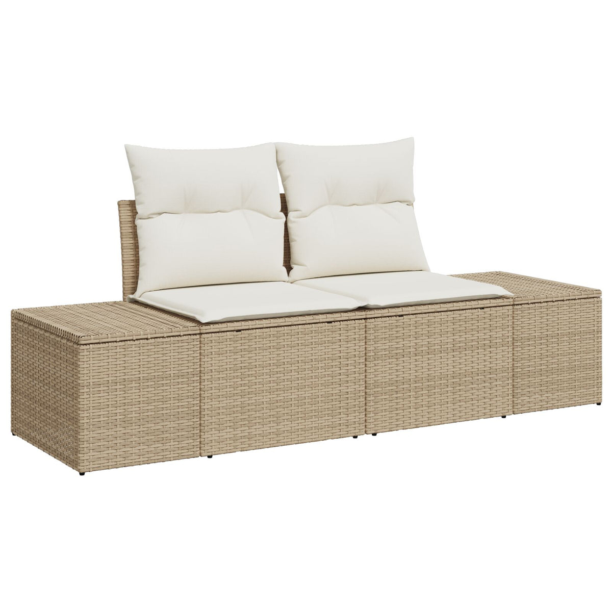2-Sitzer Garten Sofa mit Stauraum & Kissen Beige Poly Rattan