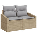 2-Sitzer Garten Sofa mit Stauraum und Kissen Beige Poly-Rattan
