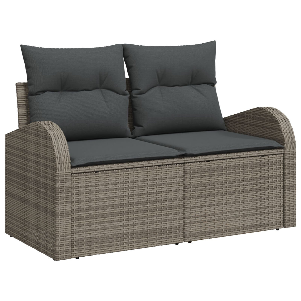 Zweisitzer Garten Sofa mit Kissen Grau Poly-Rattan