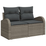Zweisitzer Garten Sofa mit Kissen Grau Poly-Rattan