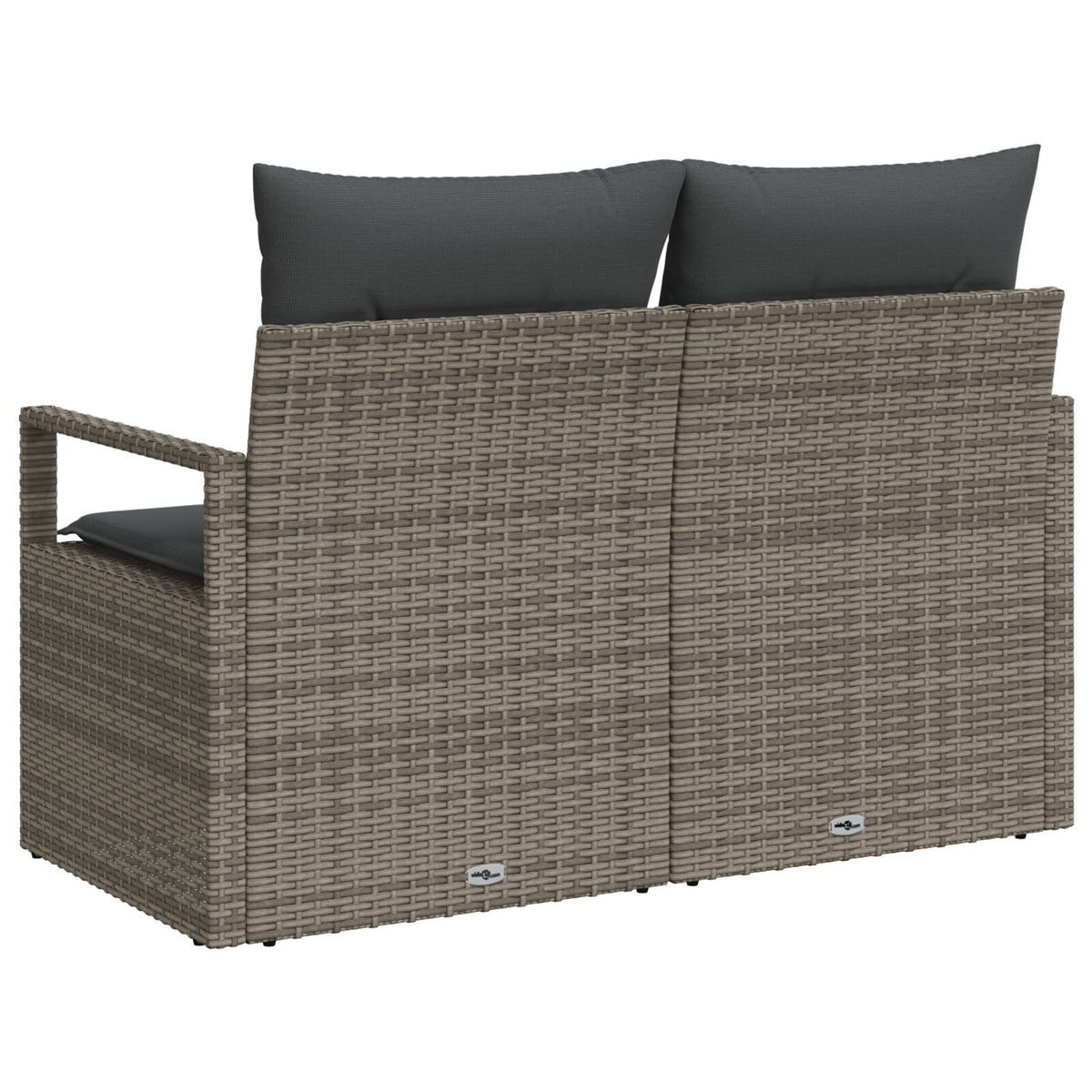 2-Sitzer Garten Sofa mit Kissen Grau Poly Rattan
