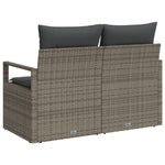 2-Sitzer Garten Sofa mit Kissen Grau Poly Rattan
