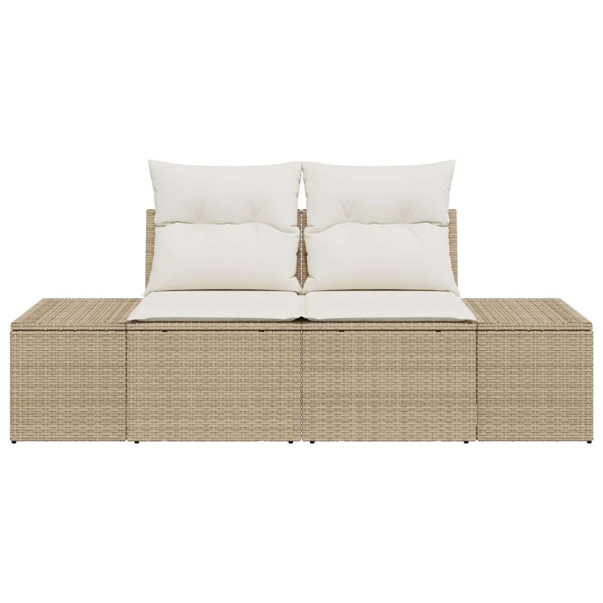 2-Sitzer Garten-Sofa mit Kissen Beiges Polyrattan