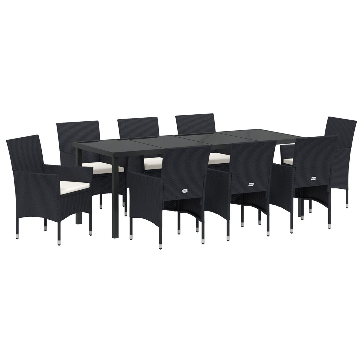 9-teilige Garten-Essgruppe Schwarz Poly-Rattan