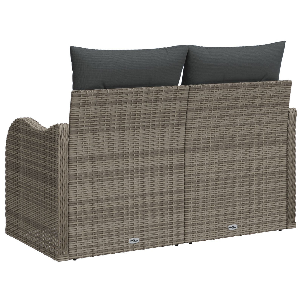 2-Sitzer Gartensofa mit Kissen Grau Poly Rattan