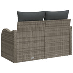 2-Sitzer Gartensofa mit Kissen Grau Poly Rattan