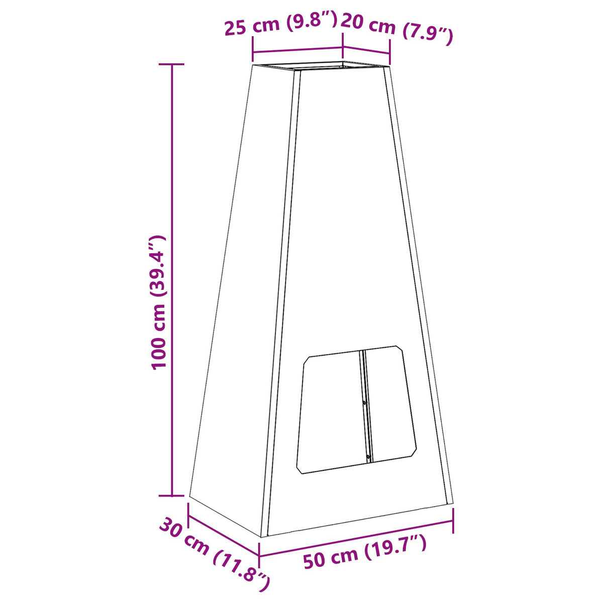 Feuerstelle Schwarz 50x35x100 cm Stahl