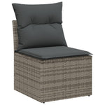 9-teilige Garten Essgruppe mit Kissen Grau Poly Rattan Akazie