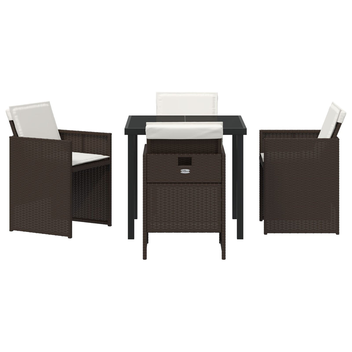5-teilige Garten-Essgruppe mit Kissen Braun Poly-Rattan
