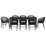 9-teiliges Garten-Essgruppe Schwarz Poly-Rattan