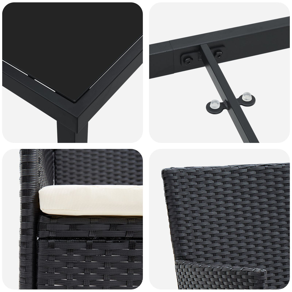 9-teilige Garten-Essgruppe Schwarz Poly-Rattan