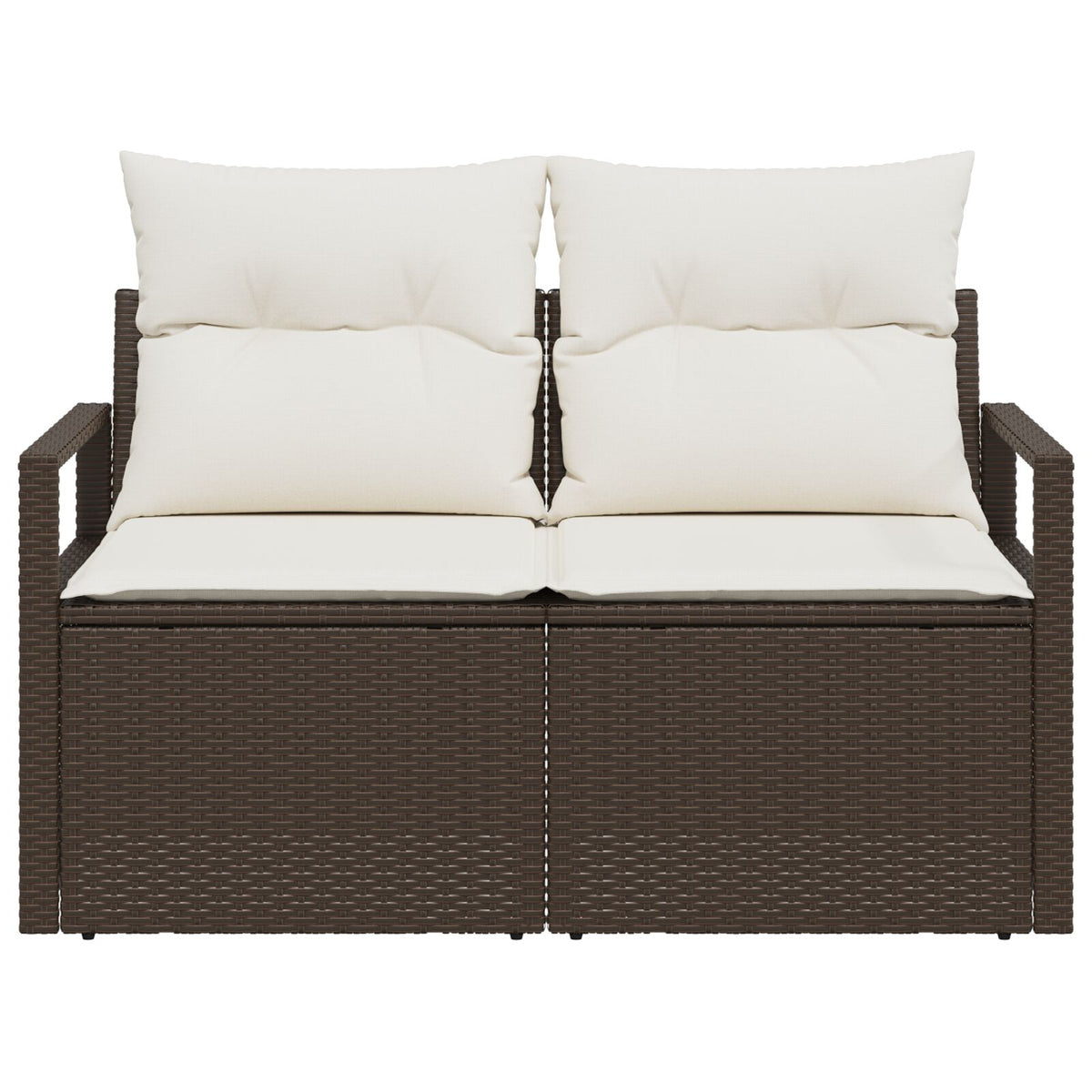2-Sitzer Garten-Sofa mit Stauraum und Kissen Braun Poly Rattan