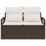 2-Sitzer Garten-Sofa mit Stauraum und Kissen Braun Poly Rattan