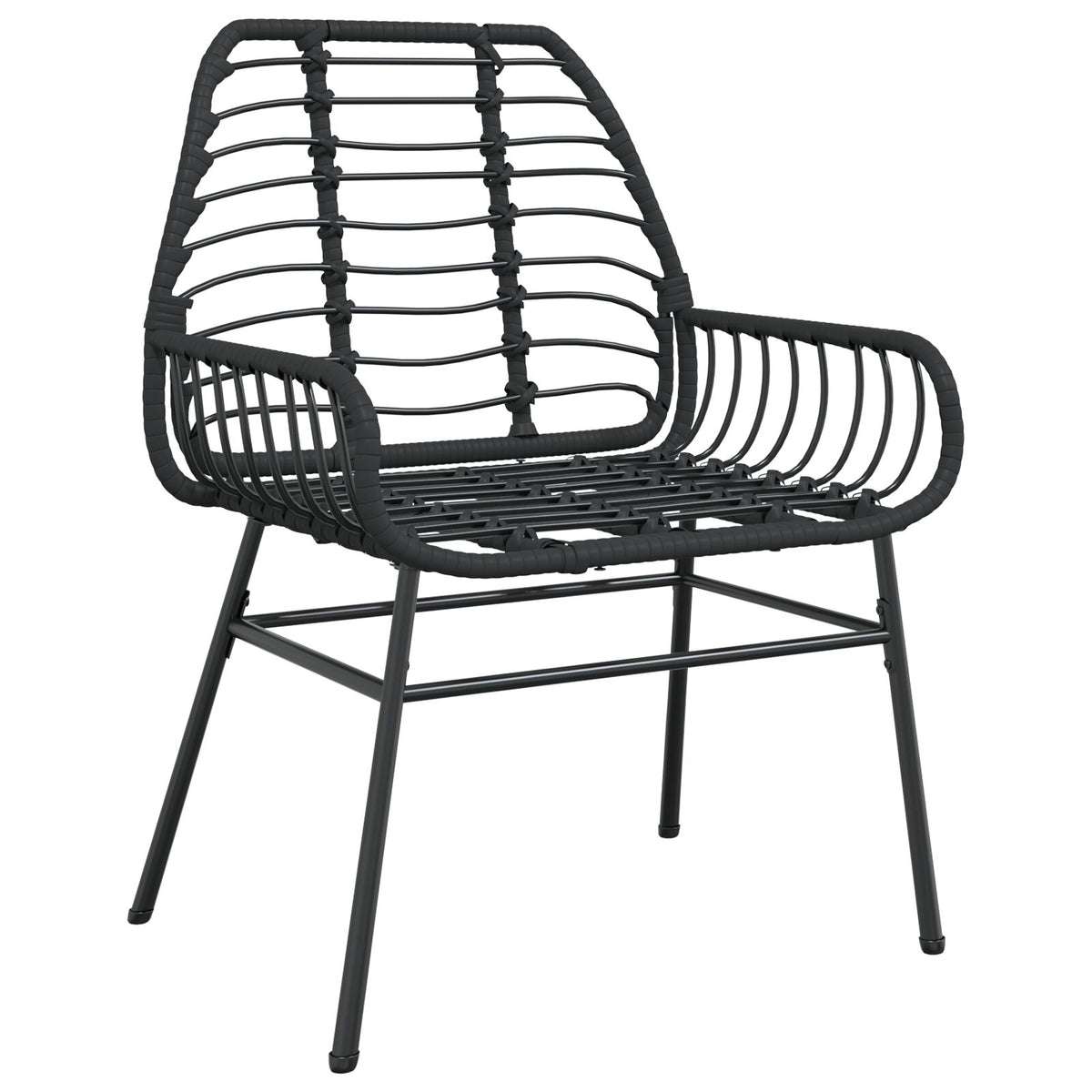 7-teilige Garten-Essgruppe Schwarz Poly-Rattan