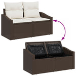 2-Sitzer Gartenbank mit Stauraum & Kissen Braun Poly Rattan