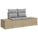 2-Sitzer Garten Sofa mit Stauraum & Kissen Beige Poly Rattan