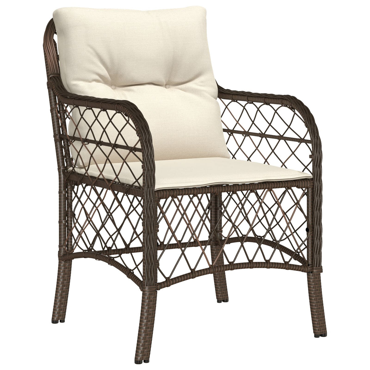 5-teiliges Garten-Essgruppen-Set mit Kissen, braunes Poly-Rattan