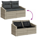 8-teiliges Garten Essaloha mit Kissen Lichtgrau Poly Rattan