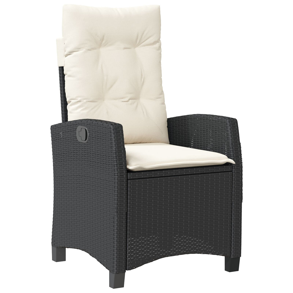 5-teiliges Garten-Essgruppen-Set mit Kissen in Schwarz Poly Rattan