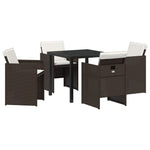 5-teilige Garten-Essgruppe mit Kissen Braun Poly-Rattan