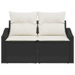 2-Sitzer Garten Sofa mit Kissen Schwarz Poly Rattan
