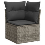 9-teilige Garten Essgruppe mit Kissen Grau Poly Rattan Akazie