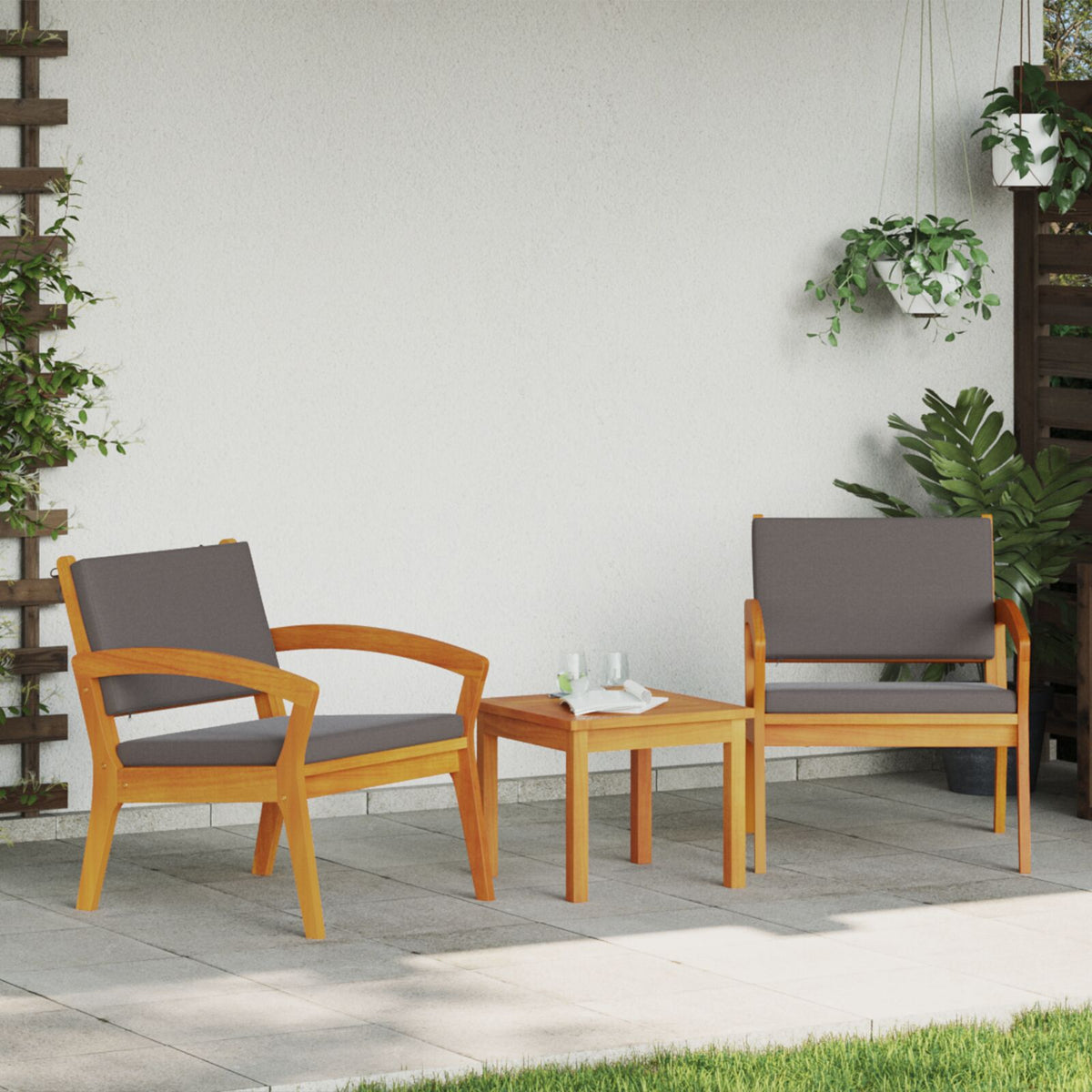 Gartenstuhl 2 Stück 59,5x70,5x72,5 cm Massivholz Akazie