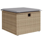 7-teiliges Garten Essgruppe mit Kissen Beige Poly Rattan Akazie
