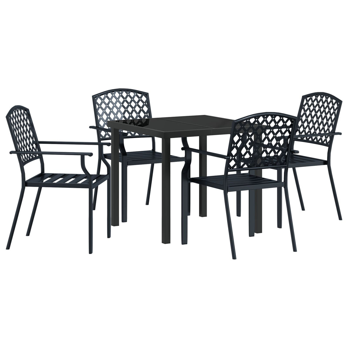 5-teilige Garten Essgruppe Anthrazit Stahl