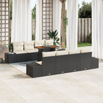Garten Sofagruppe Set aus 7 Schwarz Kunst-Rattan, Polyester