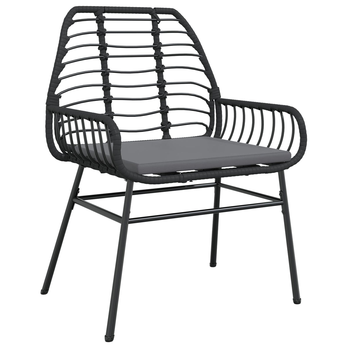 9-teiliges Garten-Essgruppen-Set mit Kissen Schwarz Poly Rattan