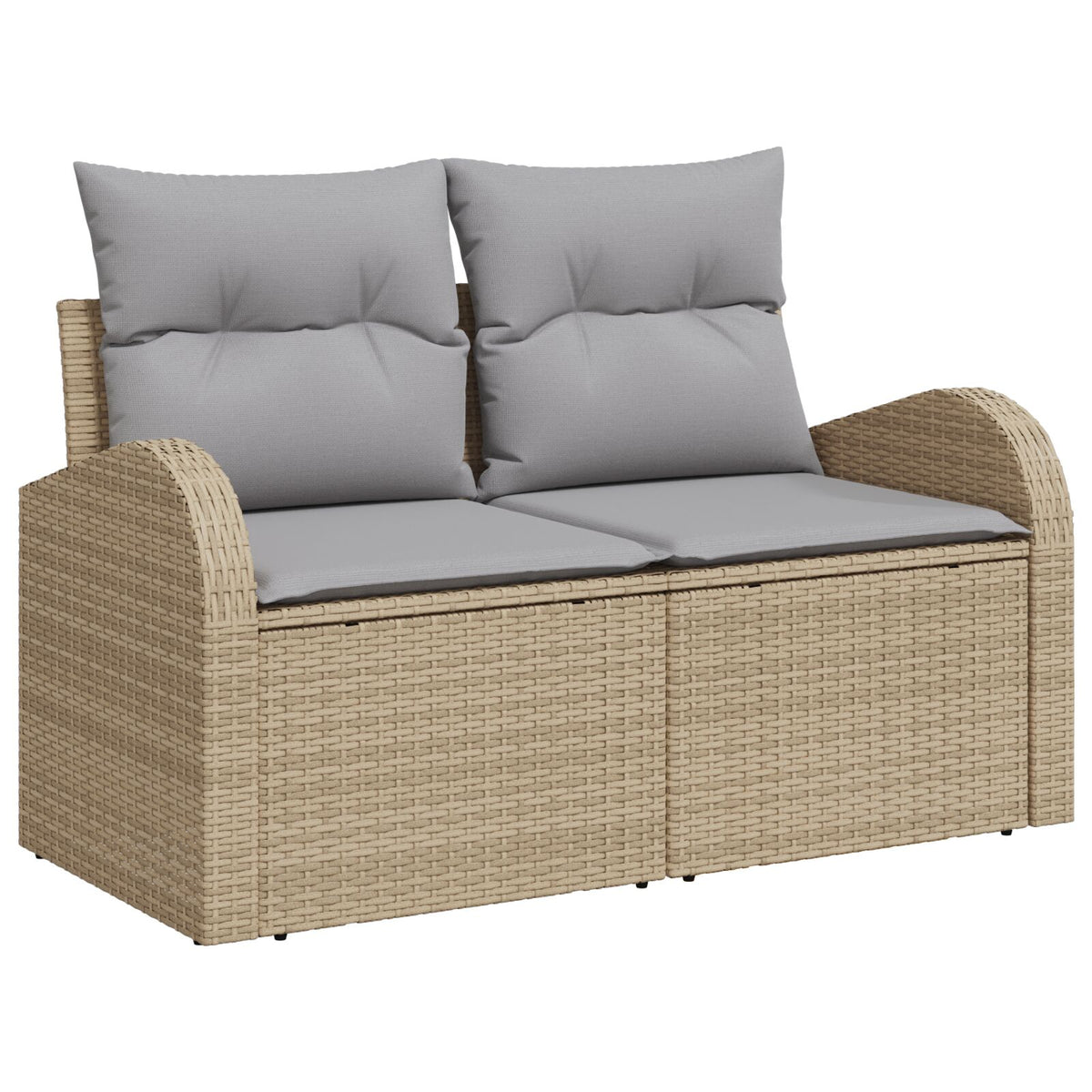 2-Sitzer Garten Sofa mit Kissen Beige Poly Rattan