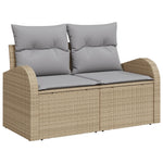 2-Sitzer Garten Sofa mit Kissen Beige Poly Rattan