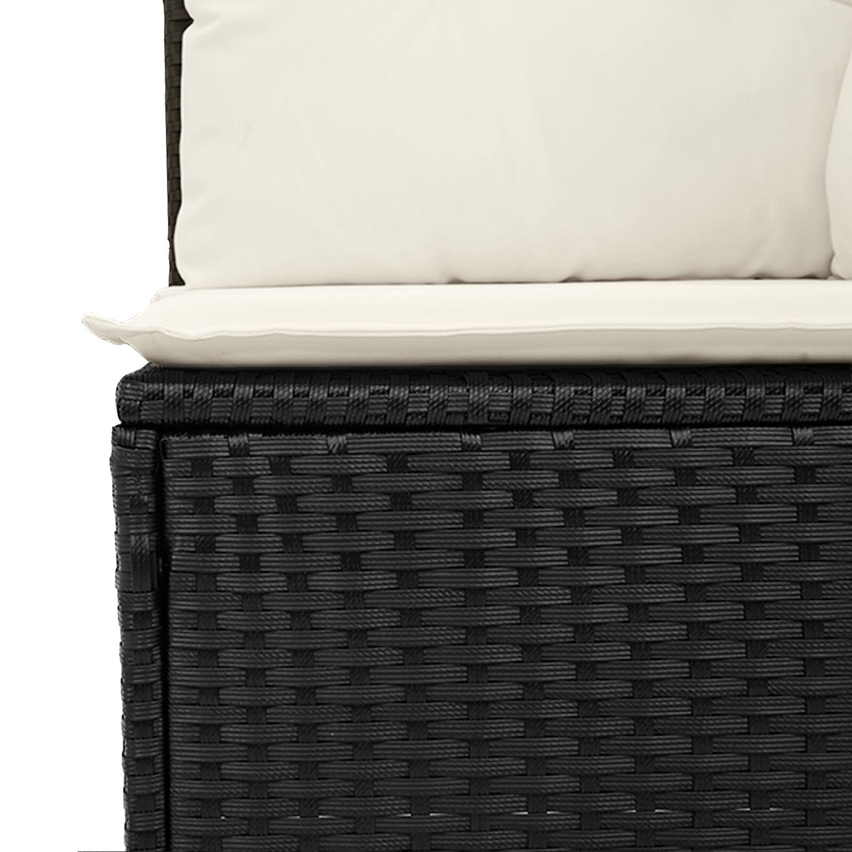 7-teiliges Garten Essgruppe mit Kissen Schwarz Poly Rattan Akazie
