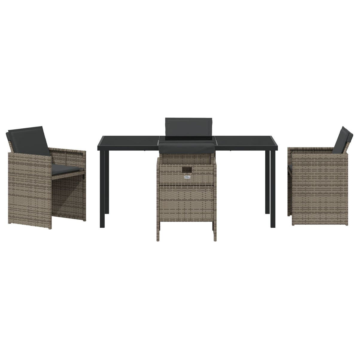 5-teiliges Garten-Essgruppen-Set mit Kissen Grau Poly-Rattan