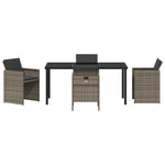 5-teiliges Garten-Essgruppen-Set mit Kissen Grau Poly-Rattan