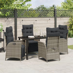 5-teiliges Garten-Essgruppe Grau Poly-Rattan